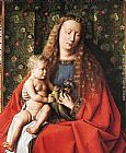 Jan Van Eyck Canvas Paintings - The Madonna with Canon van der Paele [detail 2]